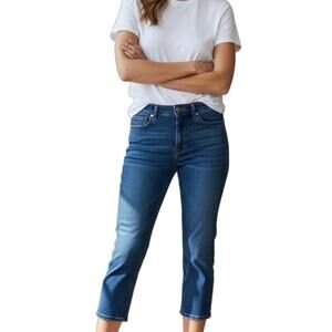 American Eagle Women's Artist Crop Jeans Size 4 Dark Wash Denim Low Rise Stretch
